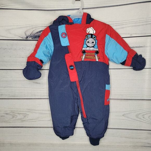 Vintage Thomas & Friends Train Gullane Quiltex Embroidered Hooded Snowsuit - Picture 1 of 6